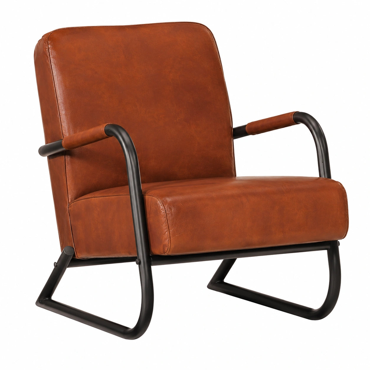 Fauteuil relax, en cuir, coloris marron, pour le salon