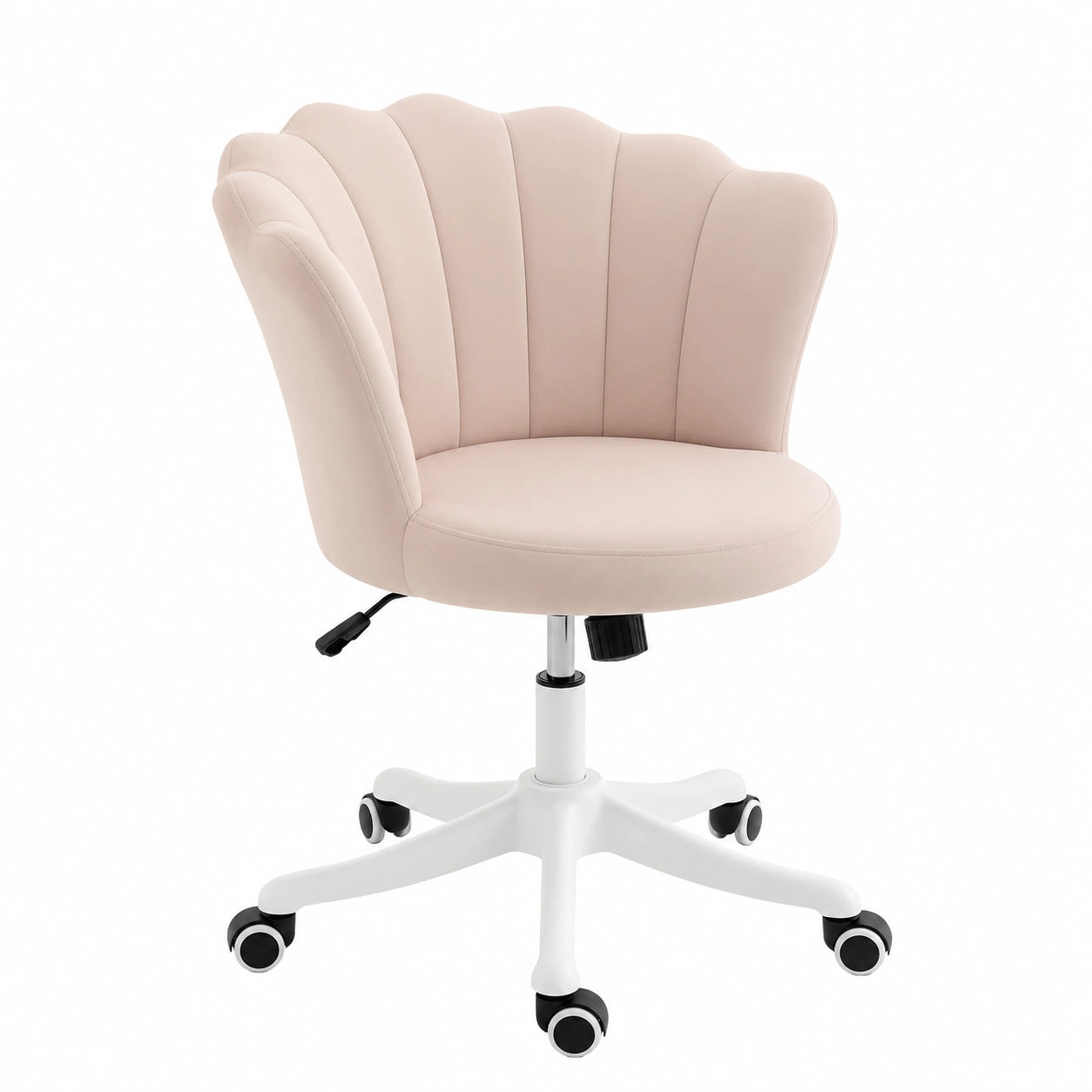 Coiffeuse, pivotant, réglable, rembourré, en velours, coloris blanc et rose, pour la chambre