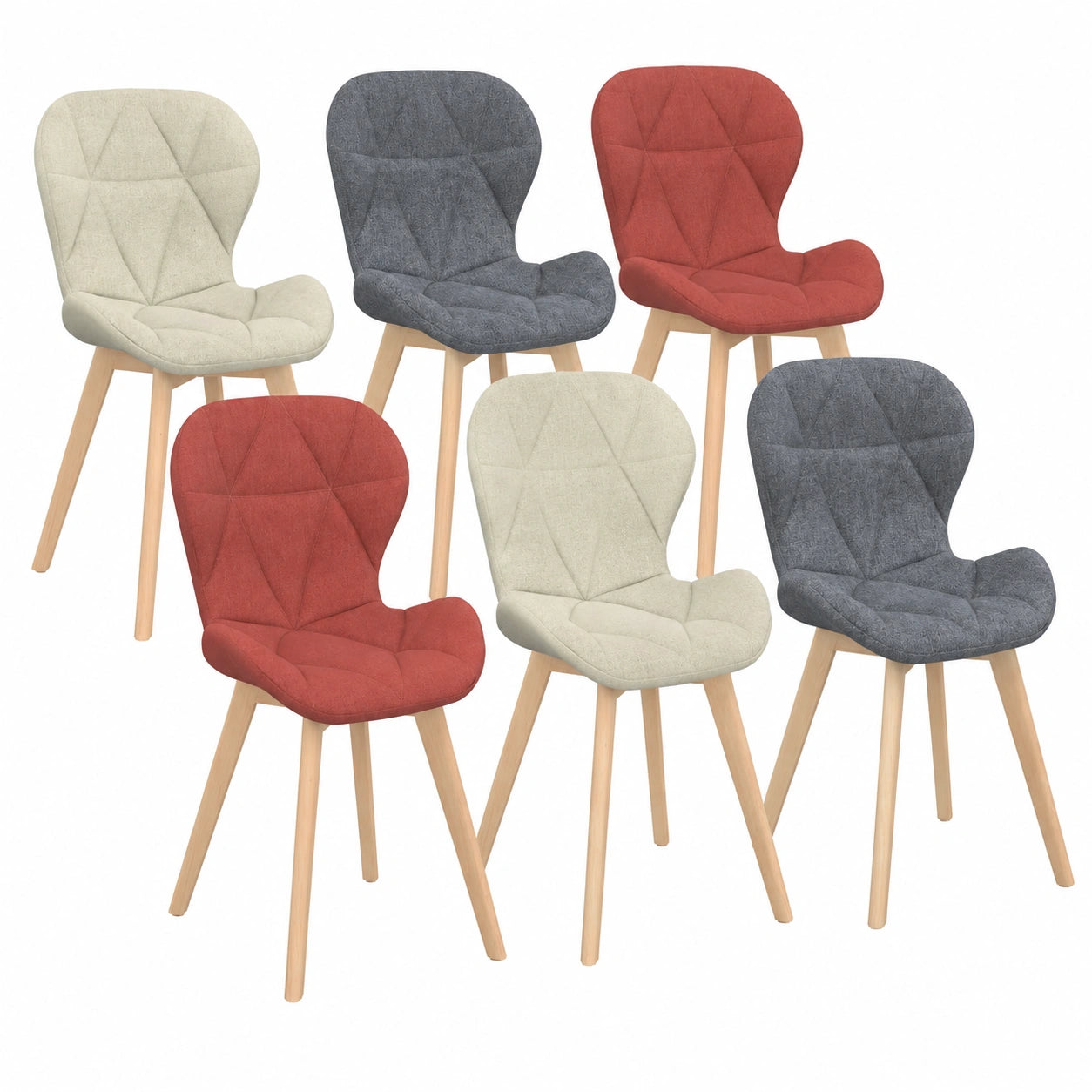Chaise, en tissu, coloris gris et beige, pour la salle à manger ou la cuisine