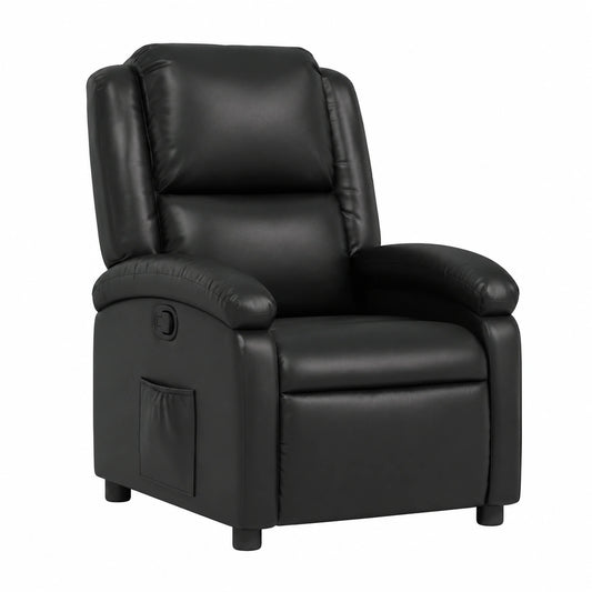 Fauteuil relax, en similicuir, coloris noir, pour le salon