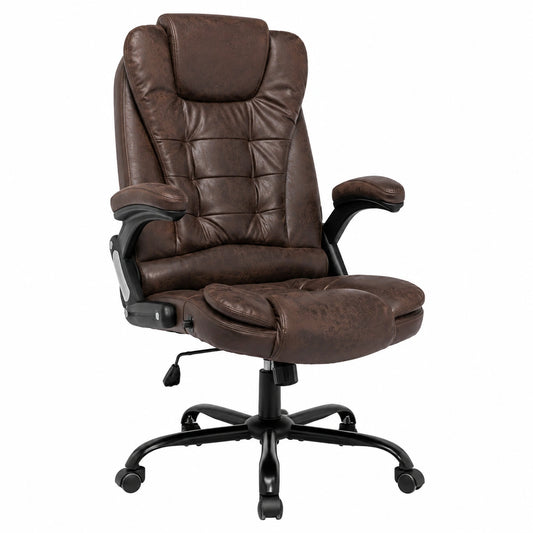 Bureau, réglable, en cuir, coloris marron, pour l’espace de travail