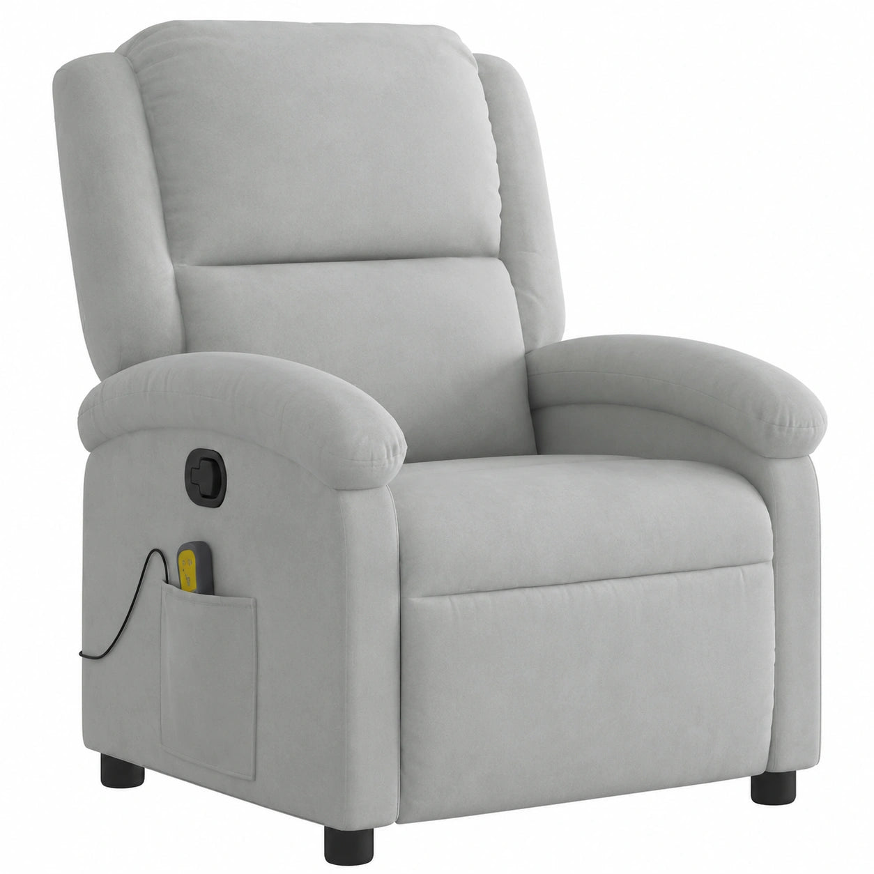 Fauteuil relax, en velours, coloris gris, pour le salon