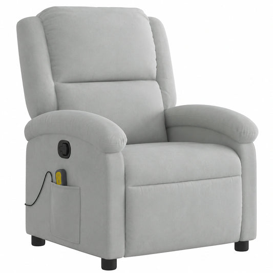 Fauteuil relax, en velours, coloris gris, pour le salon