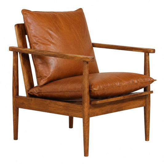 Fauteuil, en cuir, coloris marron, pour le salon ou la chambre