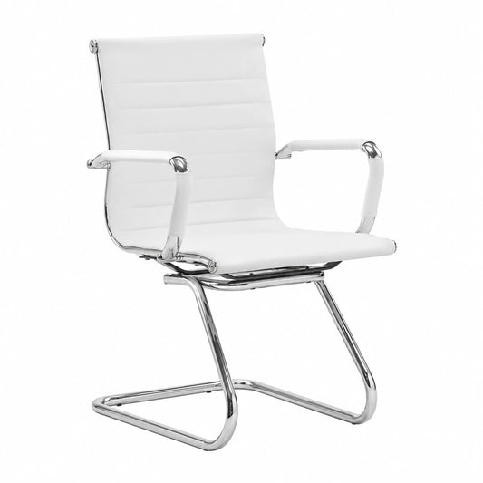 Bureau, sur roulettes, en cuir, coloris blanc, pour l’espace de travail