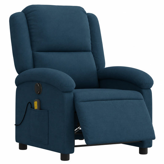 Fauteuil relax, réglable, en velours, coloris bleu, pour le salon