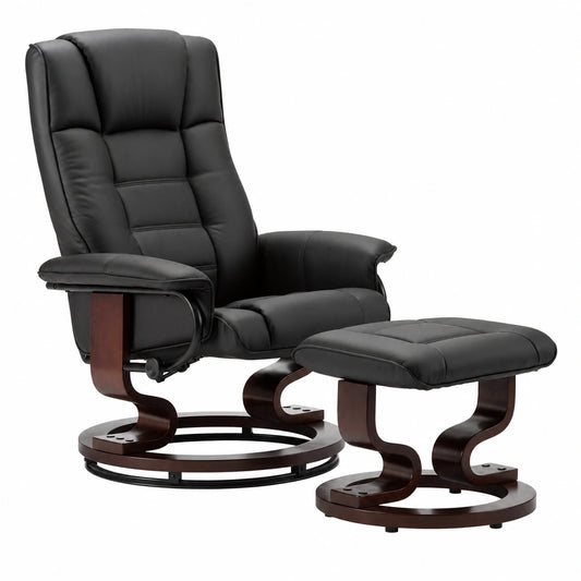 Chaise longue, pivotant, en cuir, coloris noir, pour la terrasse ou le jardin