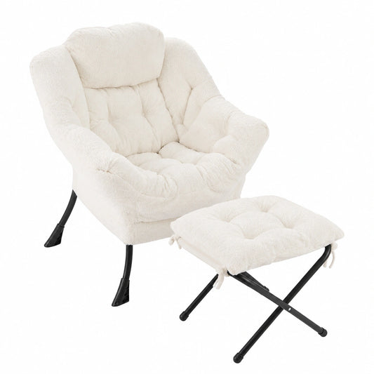 Fauteuil relax, en métal, coloris beige, pour le salon