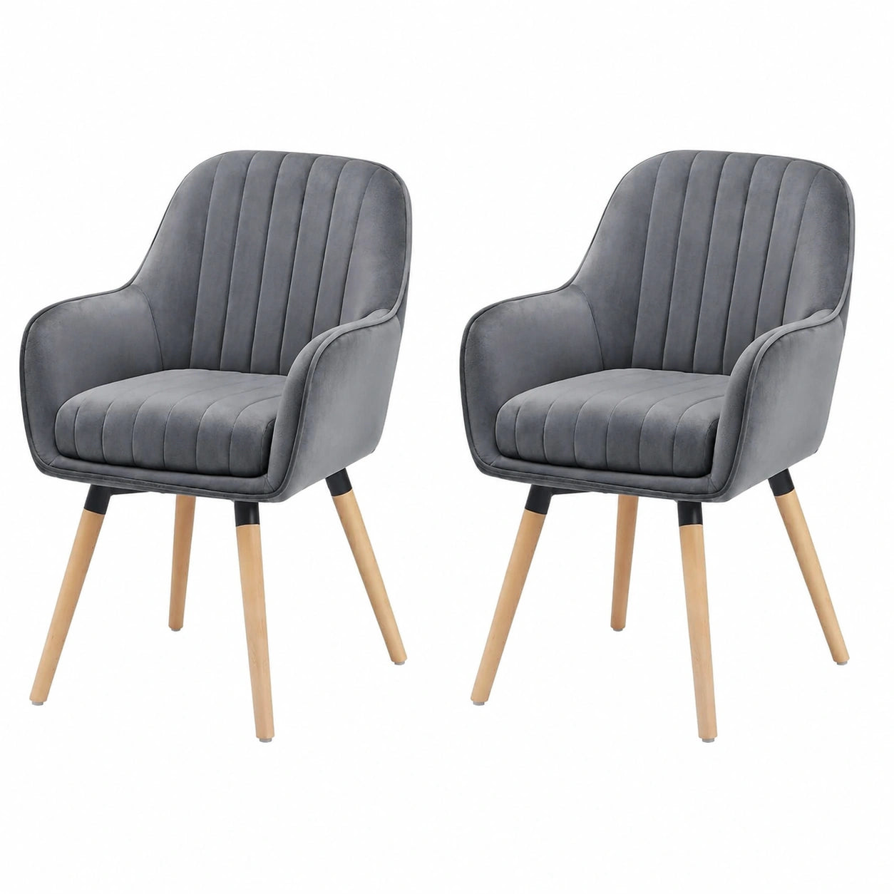 Fauteuil, en velours, coloris gris, pour le salon ou la chambre