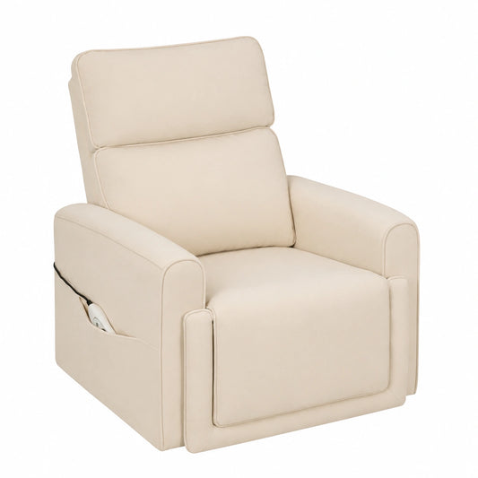 Fauteuil relax, pivotant, avec prise intégrée, coloris beige, pour le salon