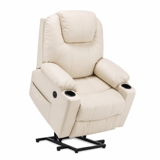 Fauteuil, réglable, avec prise intégrée, coloris crème, pour le salon ou la chambre