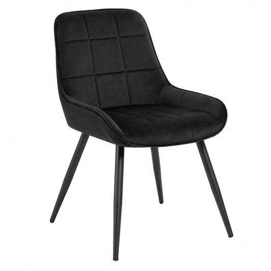 Chaise, en velours, coloris noir, pour la salle à manger ou la cuisine