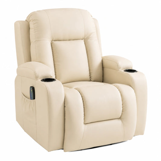 Fauteuil relax, pivotant, réglable, coloris crème, pour le salon