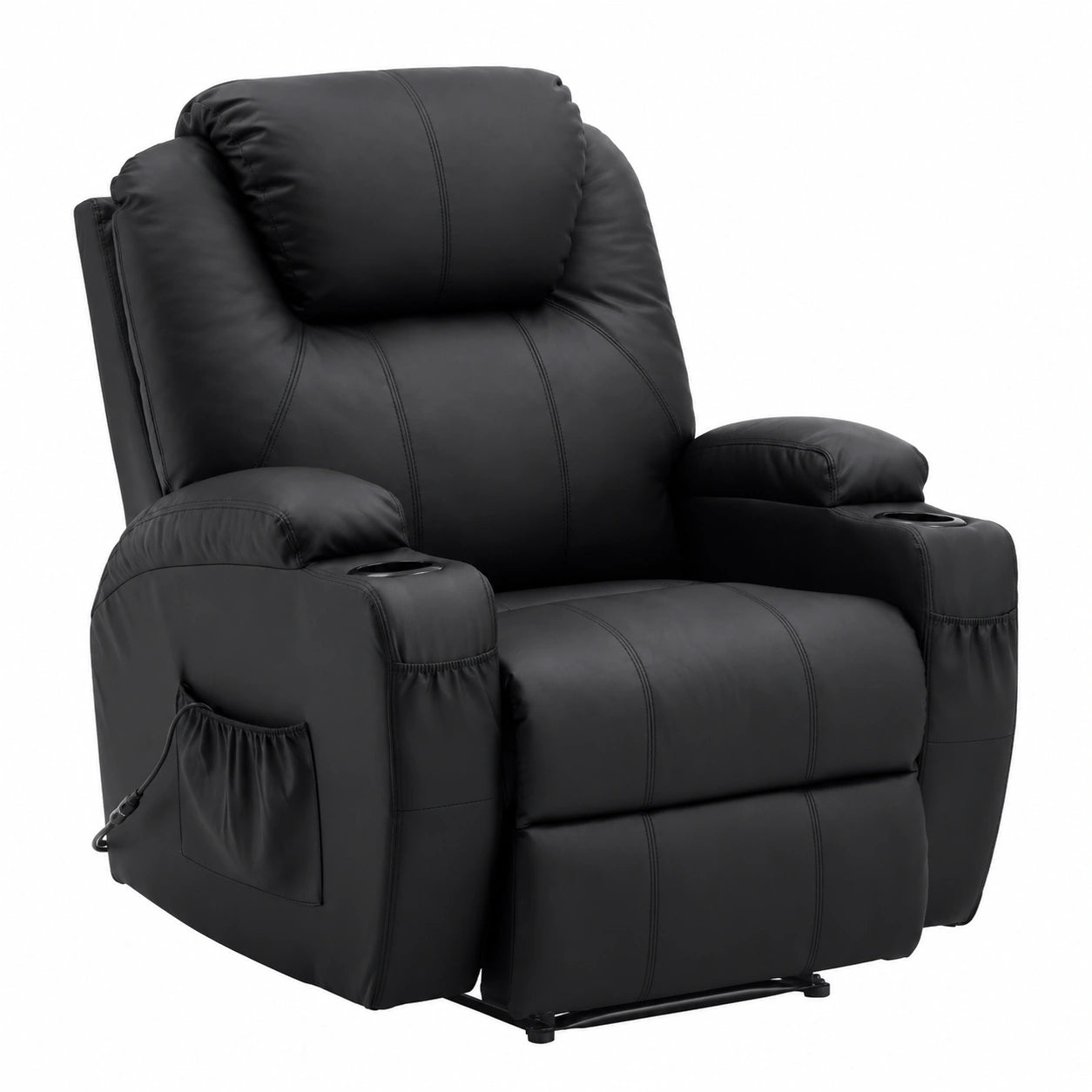 Fauteuil relax, en similicuir, coloris noir, pour le salon