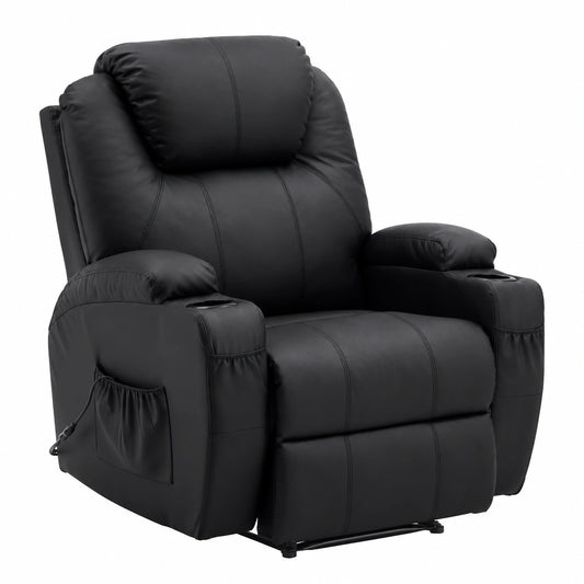 Fauteuil relax, en similicuir, coloris noir, pour le salon