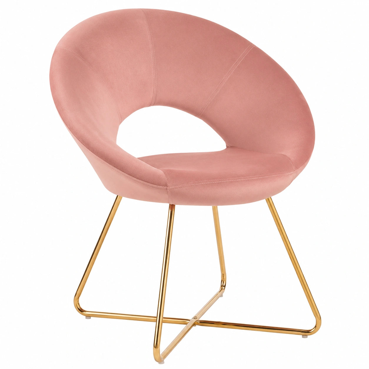 Fauteuil, rembourré, en velours, coloris rose, 71 x 59 x 84 cm, pour le salon ou la chambre