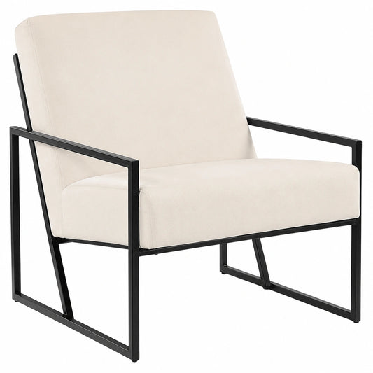 Fauteuil, en métal et velours, coloris beige, pour le salon ou la chambre